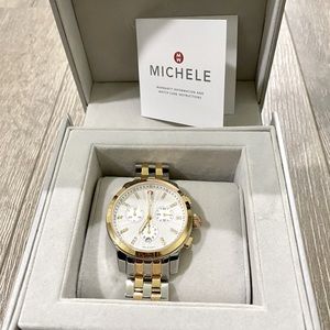 NWT Michele Uptown Diamond Two Tone Watch